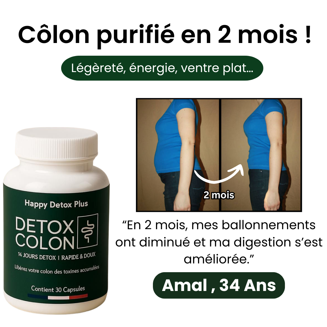 Happy Detox Plus™ : Complexe naturel pour la détoxification du côlon