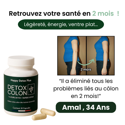 Happy Detox™ : Complexe naturel pour la détoxification du côlon.